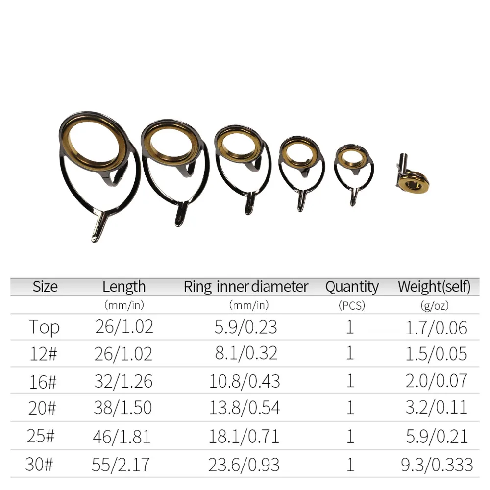 6 шт./компл. рыболовные стержни золото Керамика кольцо на приманку стержень Ремонтный комплект интегрированный Нержавеющая сталь набор рыболовных наконечник Топы