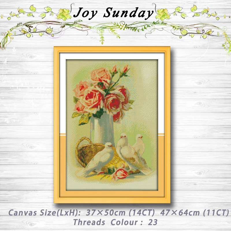 

Roses and pigeons decor Patterns 14CT 11CT Counted Cross Stitch Sets Wholesale Chinese Cross-stitch Kits Embroidery Needlework