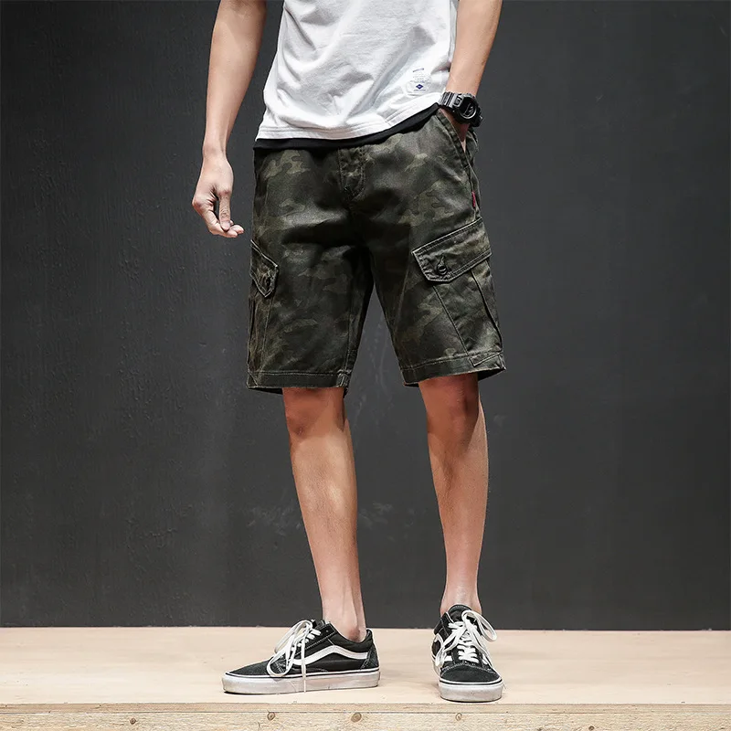 balck camouflage Новинка, летние мужские шорты,, камуфляжный свободный мужской комбинезон, брендовые модные шорты со средней талией для отдыха - Цвет: balck camouflage