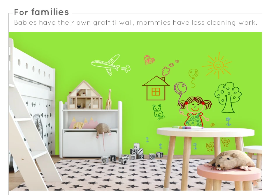 930_07 Flexible Dry Erase ferrous Green board Waterproof Kids Drawing Message Board Removable Green board Home Decoration