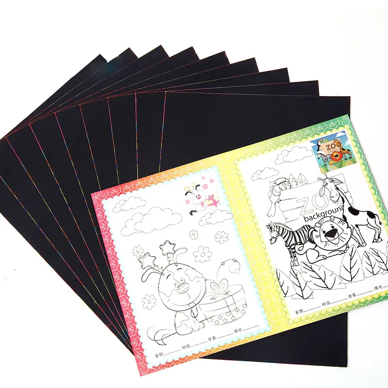 Горячая 10 шт./компл. бумага для скретч Арта Волшебная картина бумага с рисунком палка для детей игрушка BUS66