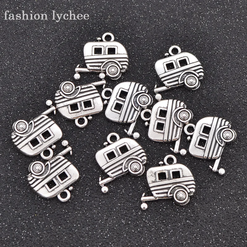 

fashion lychee 10pcs Camper RV Trailer Camping Car Charm Beads For DIY Crafts For Bracelets Jewelry For Pendant Necklace