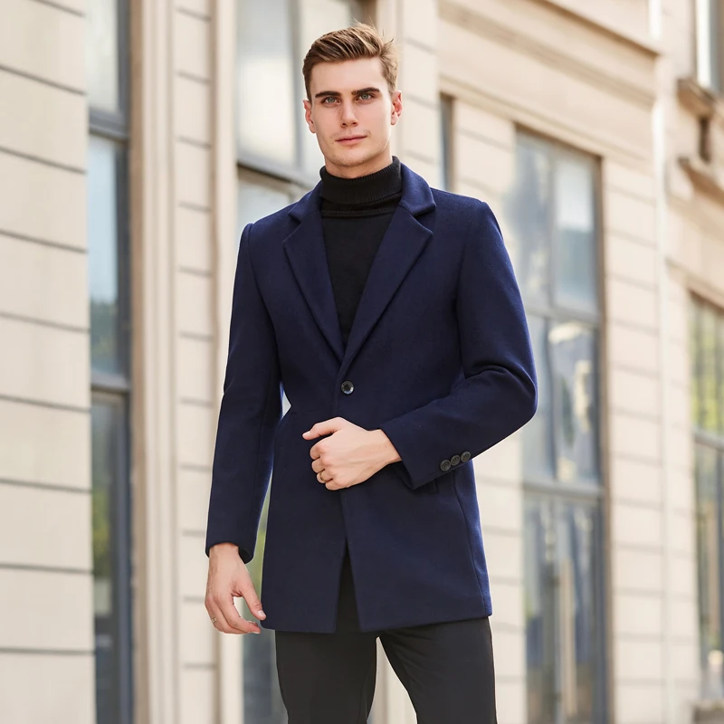 TIAN QIONG Men Clothes Autumn Winter New Long Wool Jacket Male Fashion Casual Thicken Slim Fit Mens Coat Brand Clothing