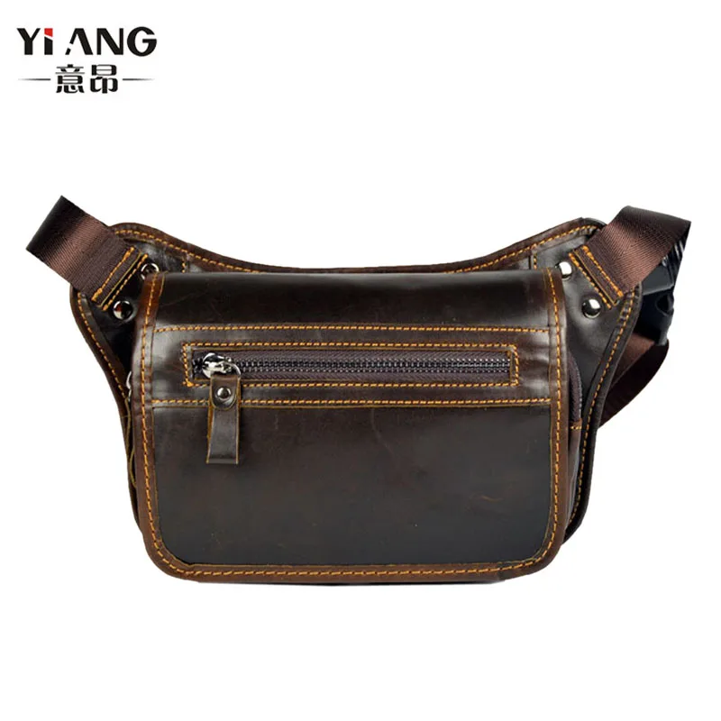 

New Men Genuine Leather Vintage Travel Messenger Shoulder Sling Chest Bag Hip Belt Bum Pouch Purse Fanny Pack Waist Bag