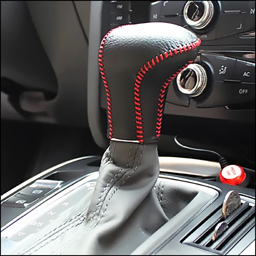 Автомобильные аксессуары чехол для рычага переключения передач чехол из натуральной кожи воротники+ струна для Audi Q7 Q5 A5 A4 A7 Автоматический на 2012 2013