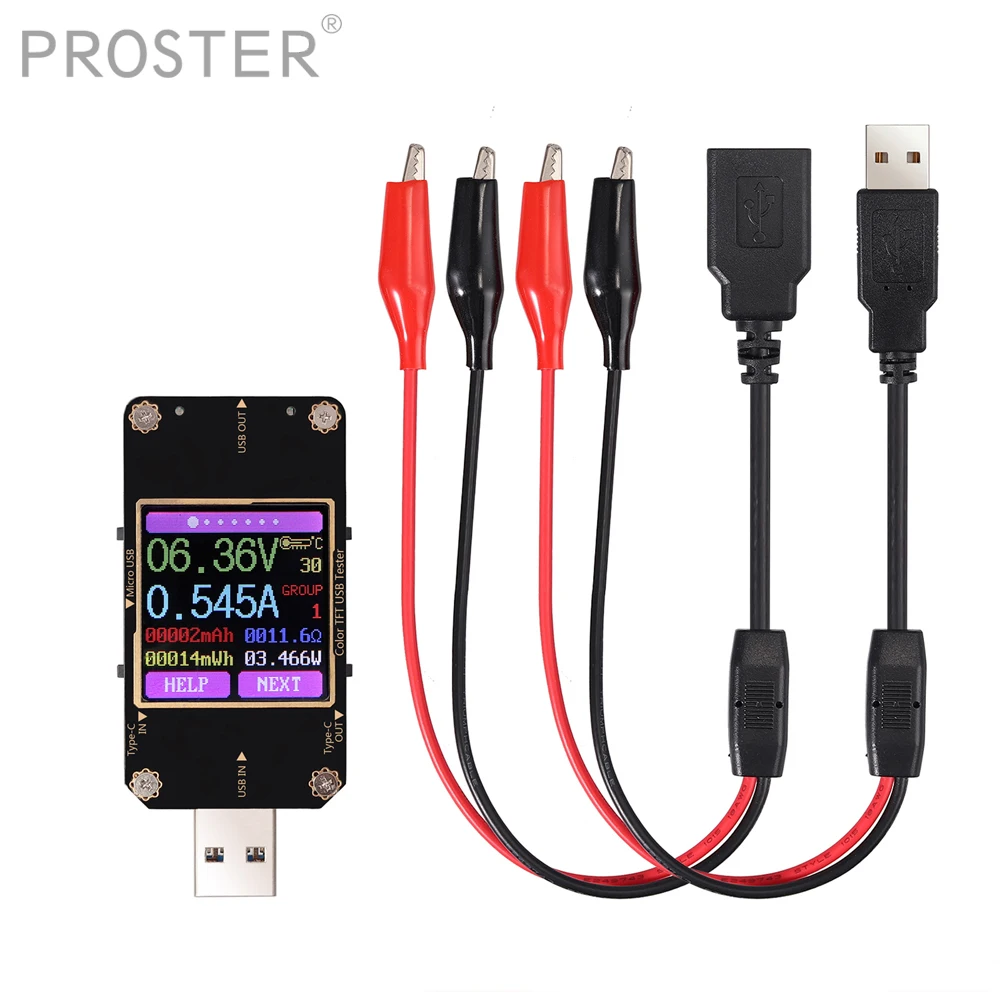 Proster для USB тестер напряжения с Bluetooth Вольтметр Амперметр цифровой ЖК дисплей