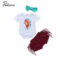 Детские Обувь для девочек Перо одежда костюмы 3 шт. новорожденных ползунки Ленточки Шорты для женщин повязка Одежда Набор