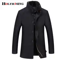 Holyrising 男性ジャケットウールコートスタンド襟のコートシングルボタン暖かいオーバー弾性男エレガントな生き抜く 18621- 5