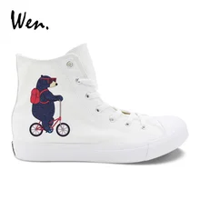 Вэнь школьная Вулканизированная обувь Забавный Школьный для езды на велосипеде мультфильм Медведь Дизайн педаль Платформа Кроссовки Academy шнуровка Повседневная плоская