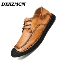 DXKZMCM/Мужская обувь из натуральной кожи на плоской подошве; модная мужская повседневная обувь; Брендовые мужские мягкие удобные лоферы на шнуровке; мужская обувь