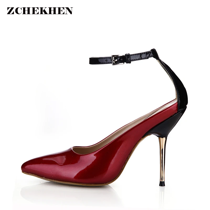 

Big Size Extra High Heels Women Pumps High Quality Patent Leather Women Party Shoes 10.7CM Heels Pointed Toe Pumps