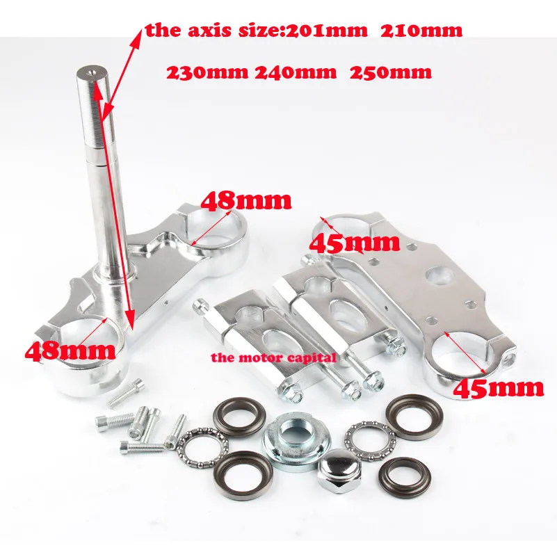 

dirt pit bike Universal Aluminum Handlebar triple clamp Bar Riser 201mm/210mm/230mm/240mm/255mm for Front Fork 22mm handlebar
