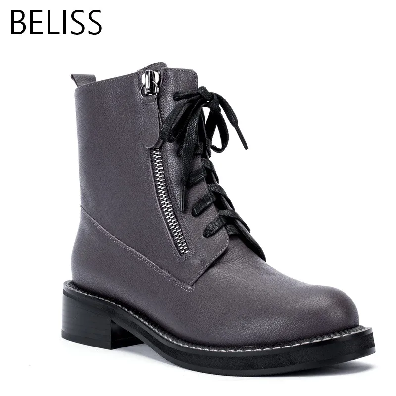 Tobillo Punk Green Primavera Para pale Mujer Otoño Red Cremallera Cuero Redonda 2018 dark De Genuino Alta Black Beliss Moda Botas Punta Calidad B18 Violet Martin 4qE1ppw6