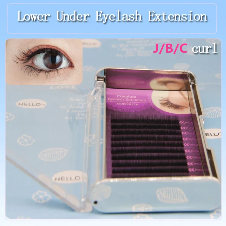 

New arrival high quality 0.10 J B C curl 5mm -7mm lower under eyelash extensions 3 trays/lot natural long eyelash extension