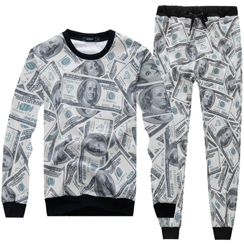 

Sondirane New 3D Print Dollars Graphic Sweatshirt&jogger Pants Cool Men/Women Hip Hop Trousers Casual Tops Streetwear Clothing