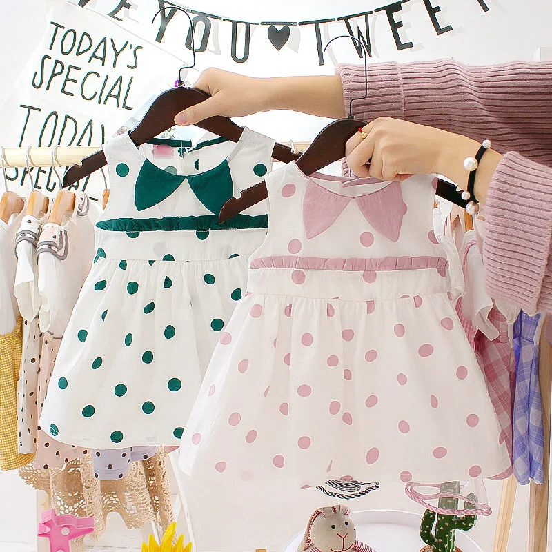 

2019 Summer Baby Girls Cotton Polka Dot Sleeveless Sundress Princess Party Kids Cute Dress vestido infantil