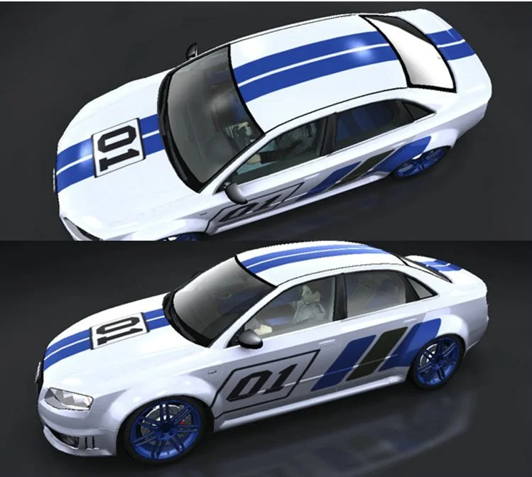Fashionable Blue Stripe Tailor made Whole Body Car Stickers Waterproof