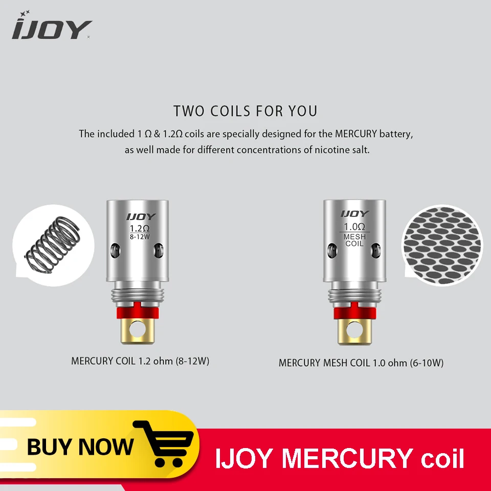

5pcs/pack 100% Original IJOY Mercury Coil 1.0ohm mesh coil/1.2ohm regular coil For IJOY Mercury Resin Starter Kit Vape E-cig pod