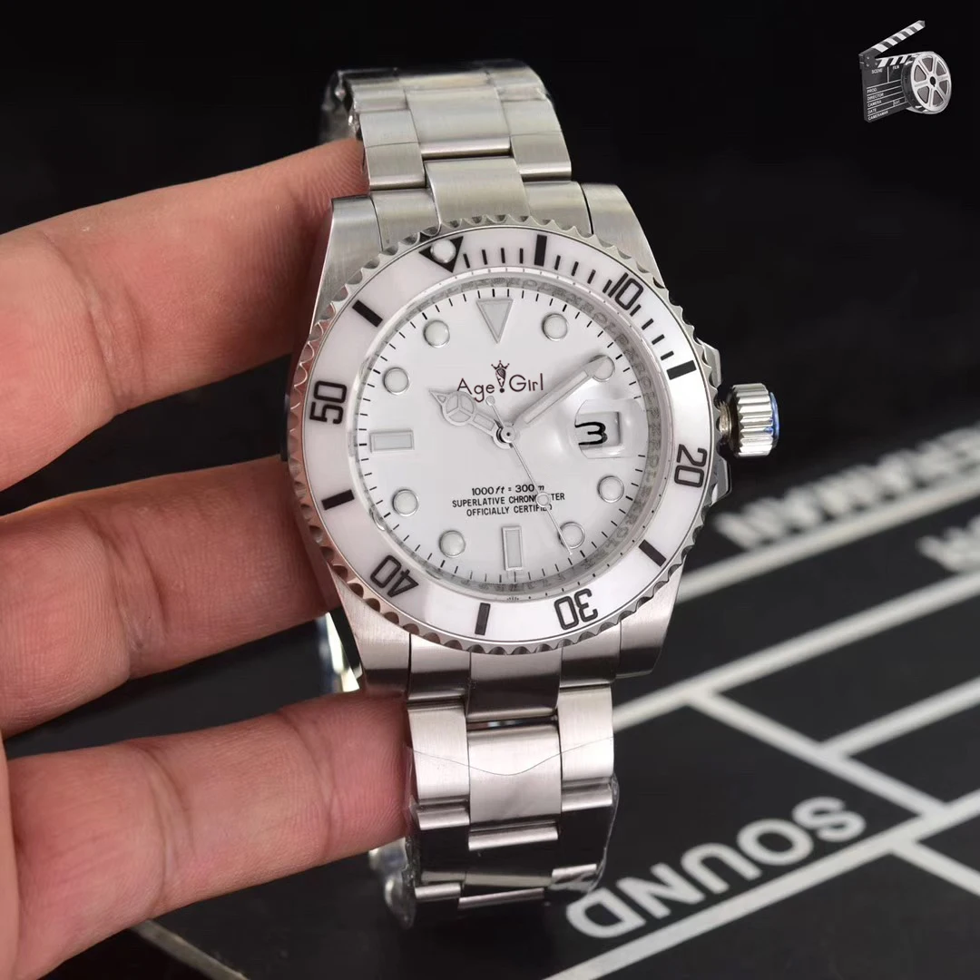 

Luxury Brand New Men Automatic Mechanical Watches Silver Black Blue Green Sport Waterproof Stainless Steel Ceramic Bezel Watch
