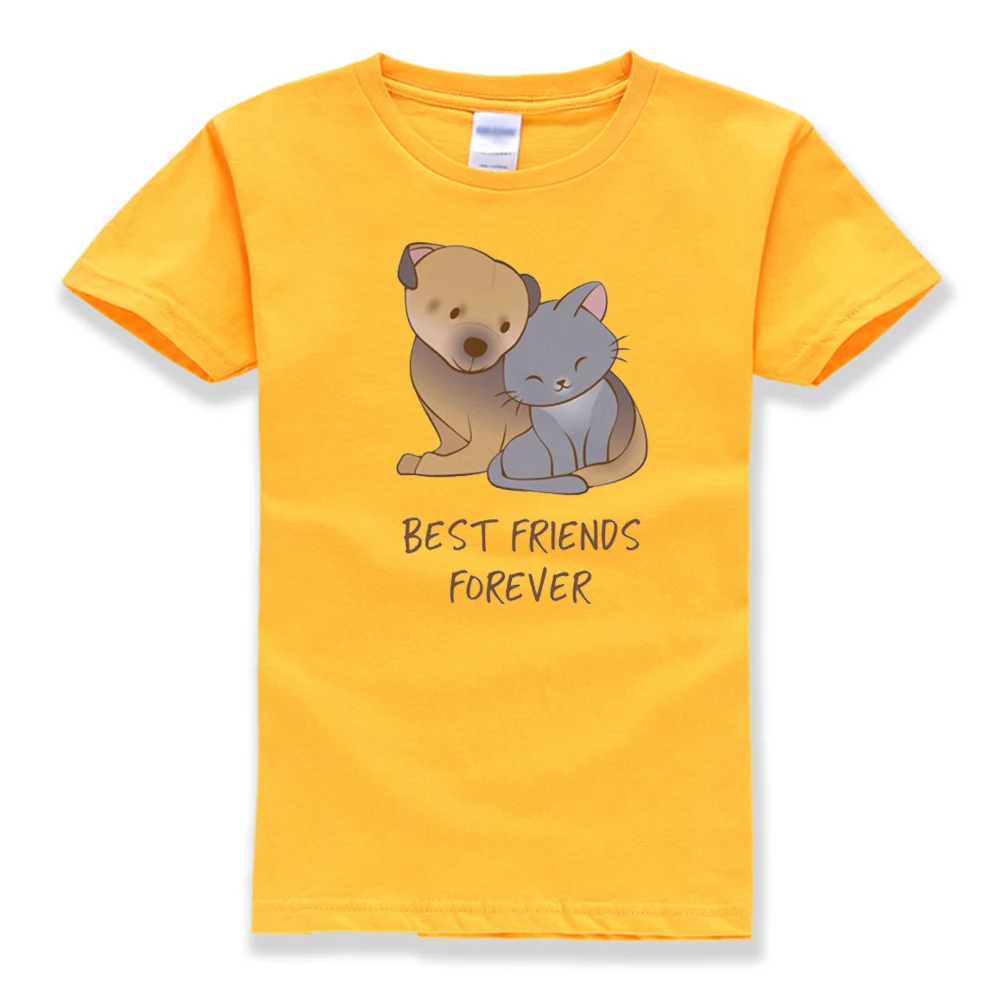 Best Friend T Shirt - Cat and Dog Kawaii Clothing / Cute Puppy Kitten Anime Graphic Tee Pet Lover Gift Idea