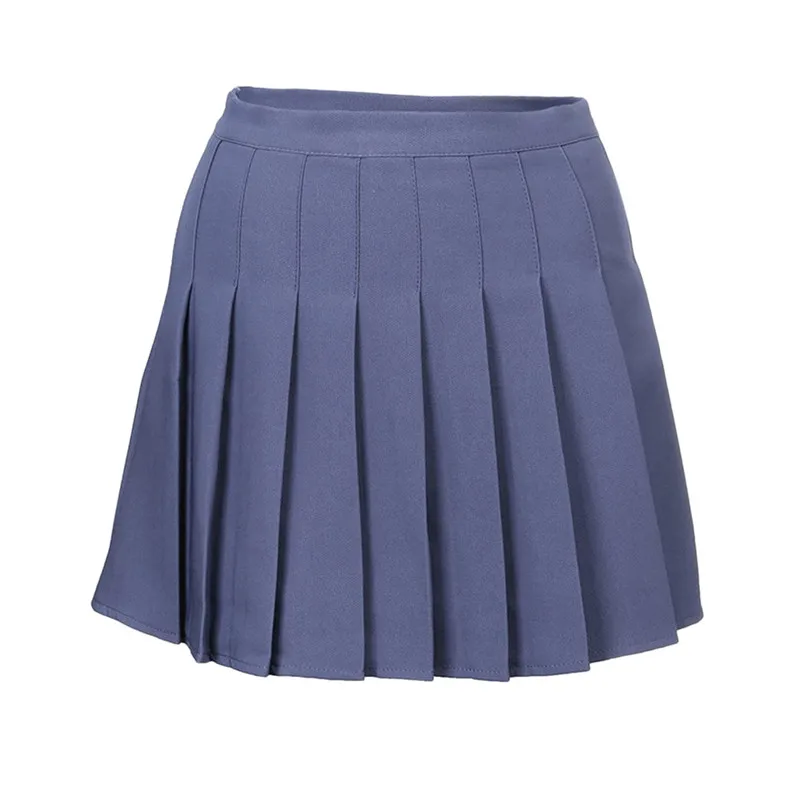 Новые летние Бальные юбки с высокой талией плиссированные джинсовые однотонные юбки Harajuku трапециевидная Матросская юбка размера плюс японская школьная форма H4