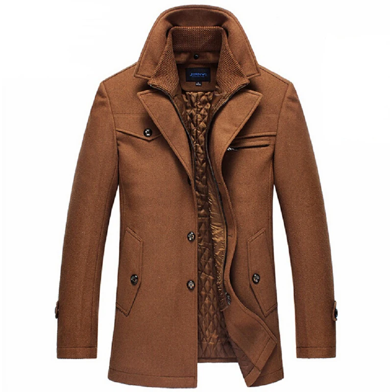 Зимнее шерстяное пальто, мужская приталенная куртка, Мужская модная верхняя одежда, теплые мужские повседневные куртки, пальто, шерстяное бушлат размера плюс XXXXXL
