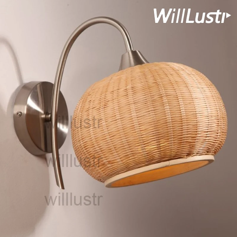Willlustr bamboo Wall Lamp handmade natural bamboo shade Wall sconce