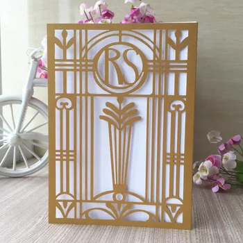 

20pcs/lot Pearl Paper Carved Pattern Invitation Card Wedding Invitations Greeting Card Festival Party Decorations
