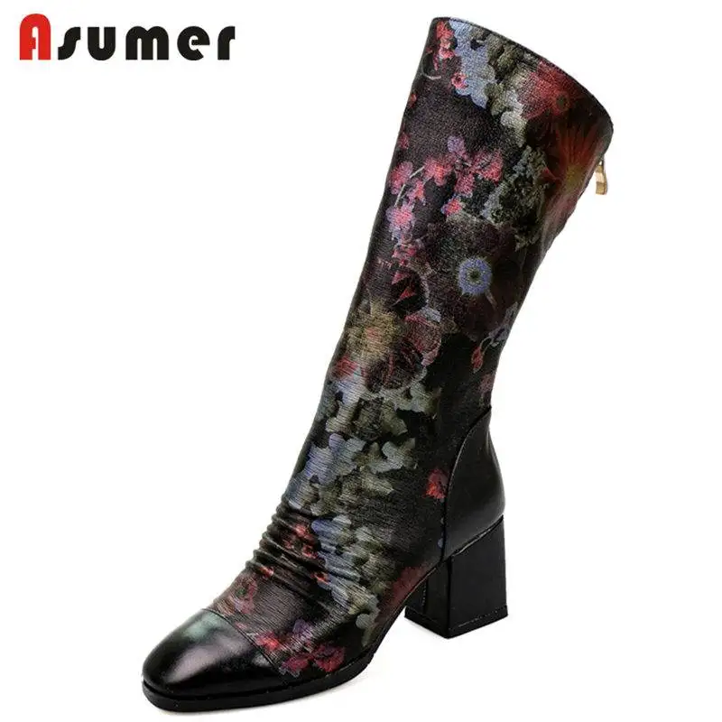 square toe mid calf boots