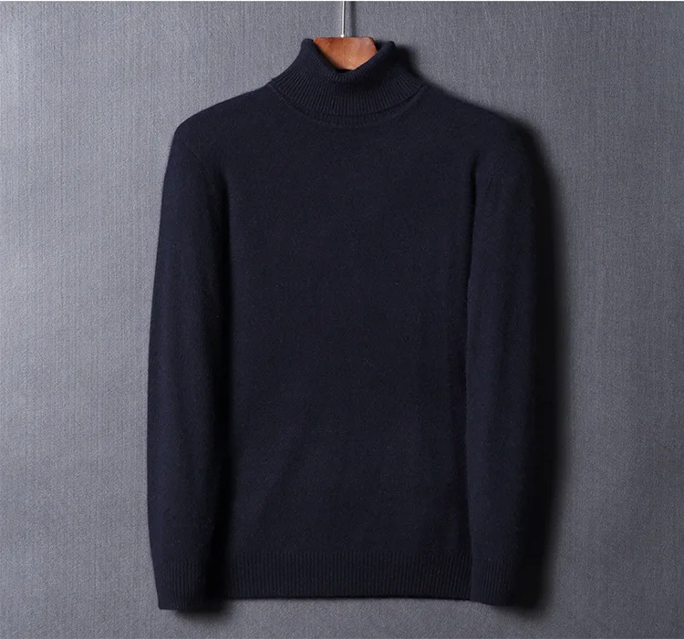 Brand Men's Cashmere Sweater 2019 New High Collar Men's Sweater Solid Color Velvet Long-Sleeved Winter Shirt Sweater (22)