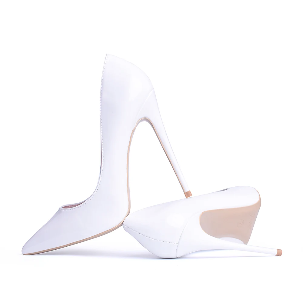 GENSHUO-белые туфли-лодочки на высоком каблуке-шпильке свадебные туфли для невесты простые классические женские туфли-лодочки на высоком каблуке Большие размеры 5-12