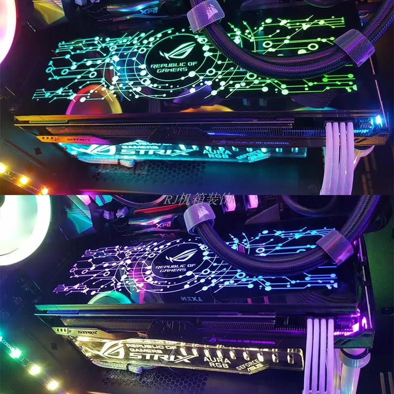  Nach Maß RGB Panel DIY MOBO AURA SYNC 5V 3Pin/12V 4Pin RGB Für VGA/SSD /Power/PC Fall Backplate Cha