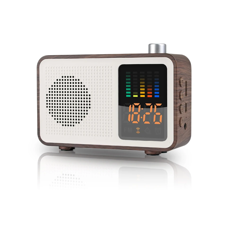 

Retro Literary Wood Grain Wireless Mini Bluetooth Speaker Portable Alarm Clock Subwoofer Bluetooth Radio Handsfree MP3 Speaker
