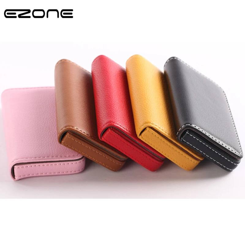 

EZONE 1PC PU Leather Business Card Bag Magnetic Button High Quality Card Bag High-end Rose Red/Apricot/Coffee 9 Color To Choose