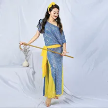 Блесток для женщин Baladi Shaabi Saidi костюм 4 шт. комплект халат танец живота сценическое шоу представление наряд свободный дизайн