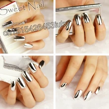 Sexy fashion fake nails nail metal plate short dimension Pure Silver N06