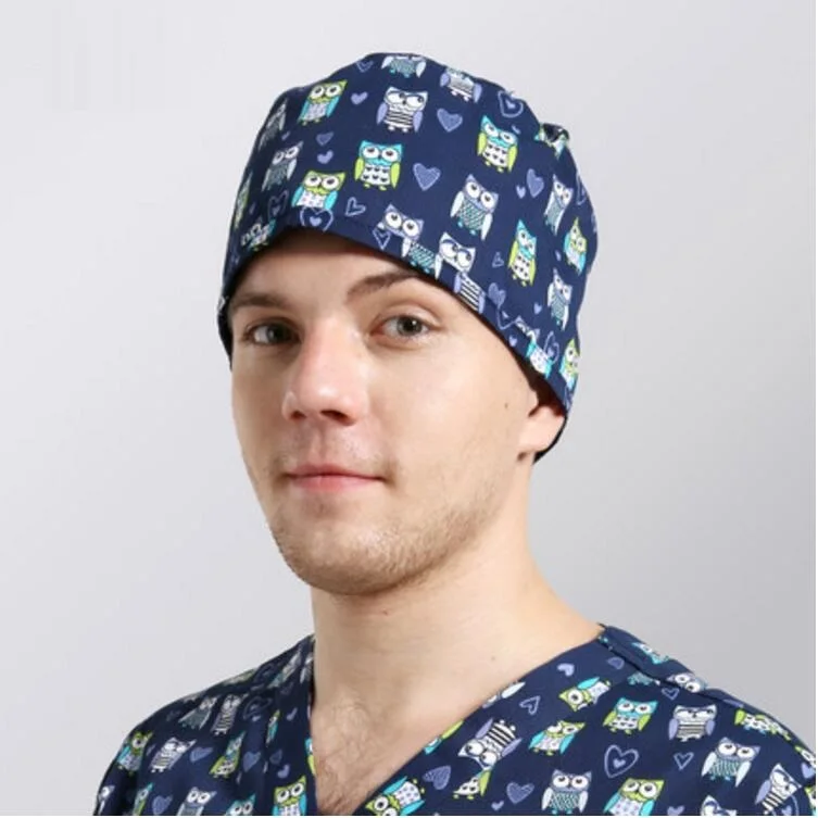 Больница Печати Chirurgical Доктора Крышка Мужчина Женщина Хирургическая Шапочка Впитывает Пот Терри Регулируемая Короткие Волосы Купол Медсестра Скраб Hat, M5