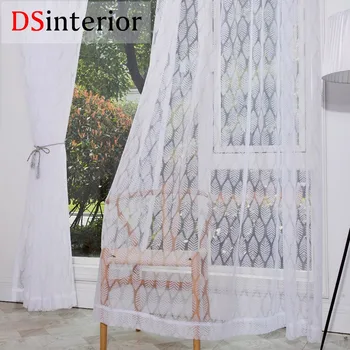 

DSinterior leaves design modern sheer curtain for living room