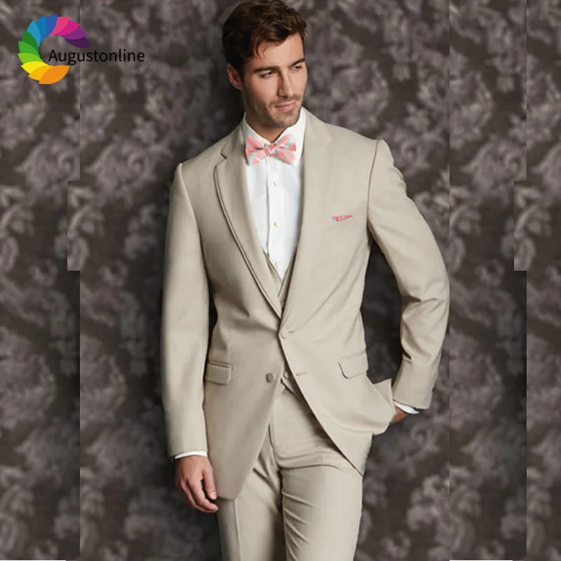 

Beige Wedding Suits Slim Fit Men Suits Groom Wear 3 Pieces (Jacket+Pants+Vest) Bridegroom Set Best Man Blazer