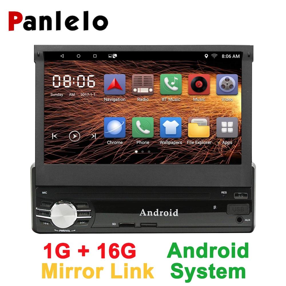 

7'' 1 Din Car Radio Quad Core Android 6.0 GPS Navigation Car Stereo 1024*600 Video Player AM/FM Radio Wi-Fi Bluetooth Autoradio