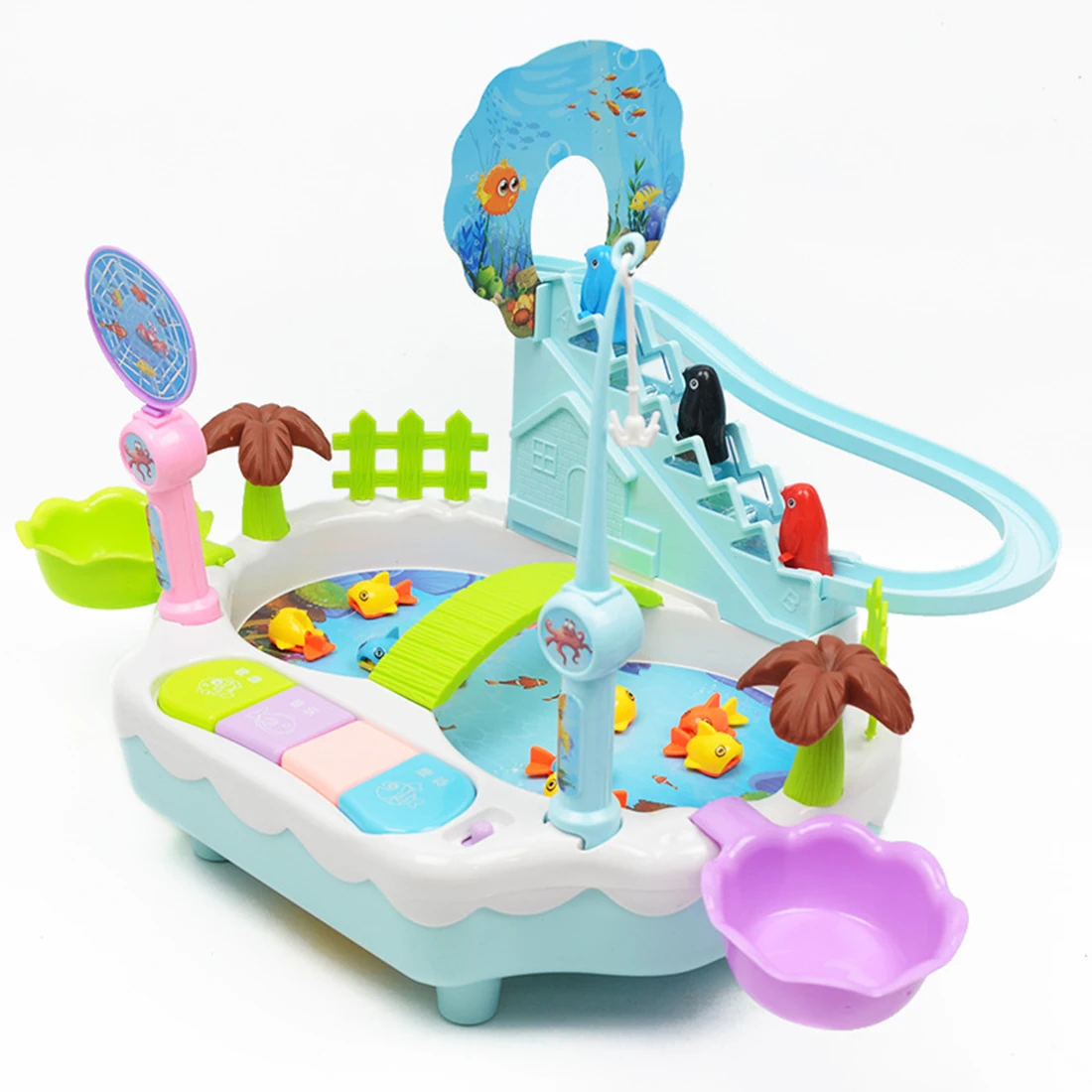 

Electric Magnetic Fishing Toy Educational Fishing Game with Lights and Music Gift Toy for Baby Playing Kits- Color Random