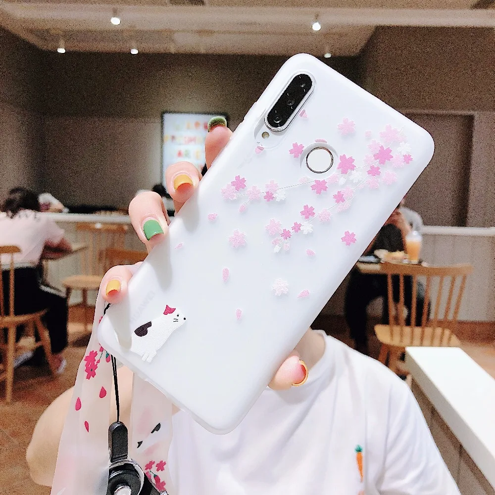 

Romantic Pink Sakura Soft TPU Phone Case For Xiaomi redmi 7 note 7 6 pro redmi GO On For Xiaomi Mi 9se 8 lite Case