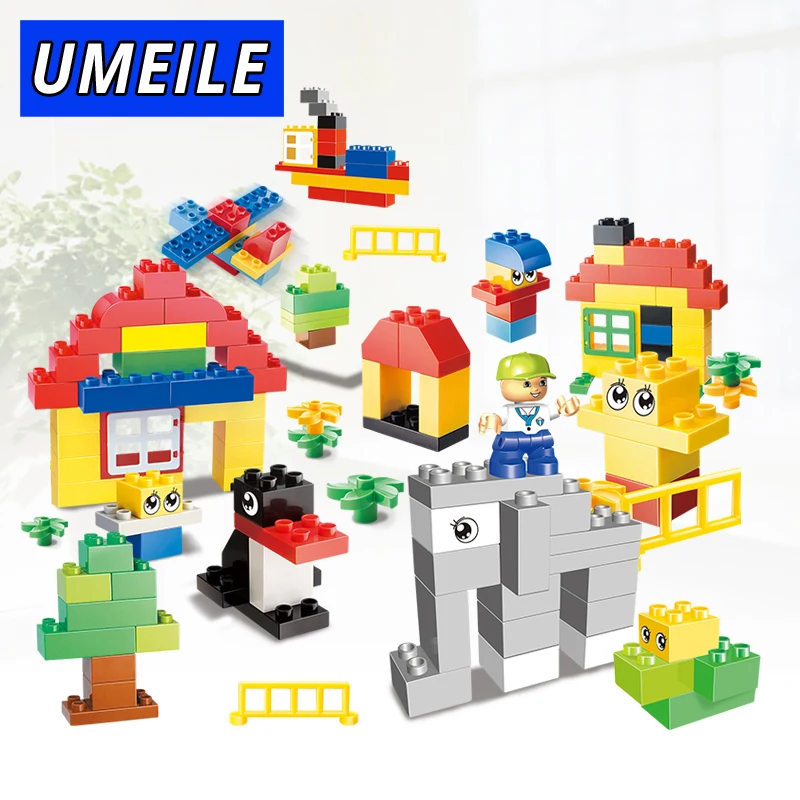 UMEILE Brand 123PCS Zoo Park Animal Baby Diy Toys Original Clsaaic Building Block Assemble Brick Set Compatible with Duplo Gift baby-building-blocks : image UMEILE Brand 123PCS Zoo Park Animal Baby Diy Toys Original Clsaaic Building Block Assemble Brick Set Compatible with Duplo Gift baby-building-blocks