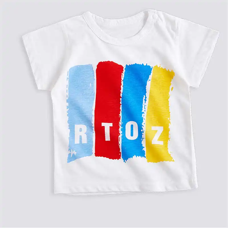 Children Baby Cartoon Animals Graffiti Short Sleeve T-shirt Clothes Kids Boys T-shirts Cotton Casual Tee Tops - Цвет: 1