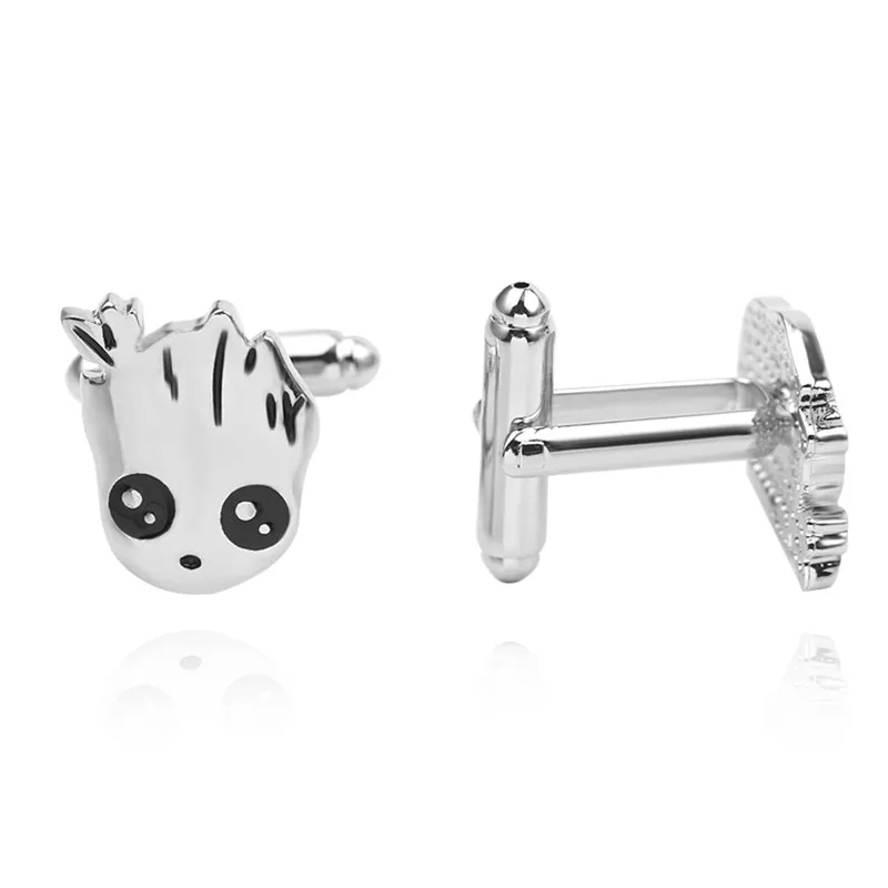 

Guardians of the Galaxy Metal Cuff links Superhero Cartoon Groot Head Sleeve Button For Women Men Kids Shirt Jewelry Accessories