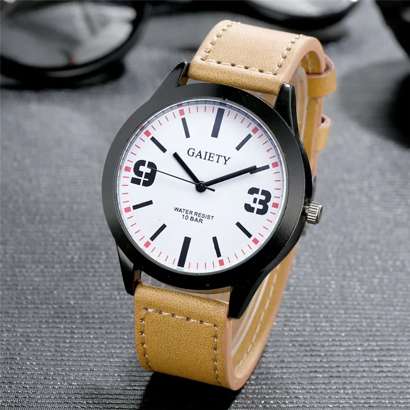 Relogio Masculino 2018 New Fashion Mens Watches Simple Letters Casual Leather Waterproof Quartz Wrist watches Man Clock 3M25 (3)