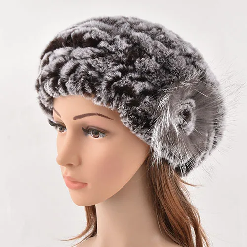 Модные женские шапки, зимние теплые мягкие шапки из натурального меха кролика Рекс, женские шапки из натурального меха - Цвет: color 2 brown Frost