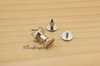 

Chicago screw for belt bag purse 9 mm x 5 mm nickel screws rivets Concho screw 25 pieces H9