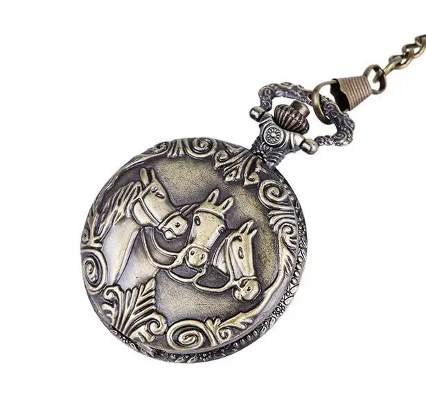 

Vintage Large Horse Quartz Pocket Watches Chain Men Women Watch Gift Regarder Fast Shipping