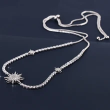 XIUMEIYIZU Роскошные покрытые родием сверкающие AAA кубического циркония звезда регулируемый ползунок колье для женщин